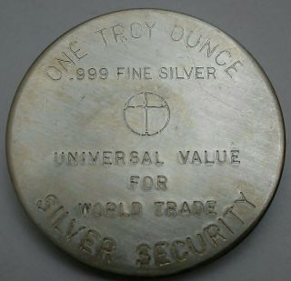 Silver Security - Rare 1974 Vintage 1 Oz.  999 Fine Silver Life Liberty Property