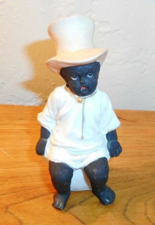 Vintage Black Americana Boy On Chamber Pot Porcelain Bisque Figurine