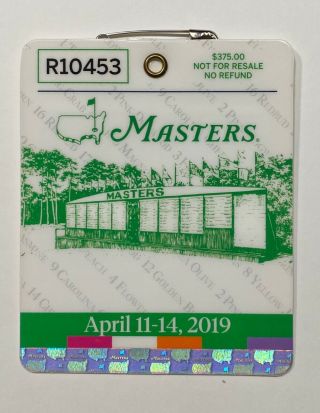 2019 Masters Tournament Augusta National Golf Club Badge Ticket Tiger Woods Wins