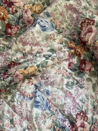 Vtg Ralph Lauren Floral Kind Sz Comforter Cottage Chic Pink Roses With Pillows