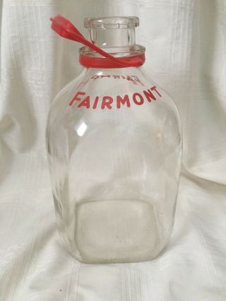 Vintage 1 Gallon Milk Bottle Fairmont Creamery Company Ohio Wisconsin