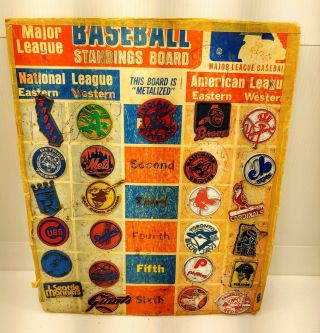 Vintage 1970s Mlb Baseball Standings Team Magnets And Board