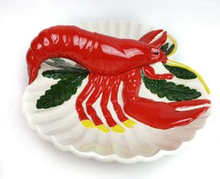 Vintage 1976 Red Lobster Scalloped Porcelain Divided Serving Bowl Dish Platter