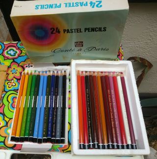 24 Vintage Conte Pastel Pencils