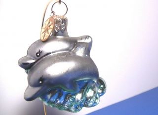 Vintage Christopher Radko Dolphin Duo Gem Little Gems Christmas Ornament