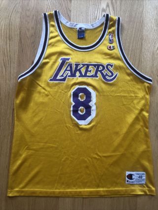 Los Angeles Lakers Kobe Bryant Champion Authentic Jersey 48 Nba Logo Distressed