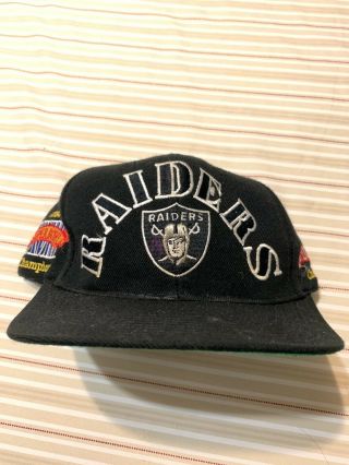Raiders Annco Vintage Nfl 3 Times Bowl Champions Patches Snapback Cap Hat