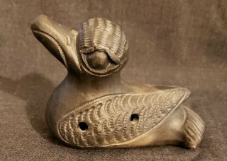 Vintage Raku Ocarina Clay Pottery Artifact Bird Whistle