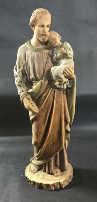 Vintage Large Saint Joseph Holding Jesus Made In Italy