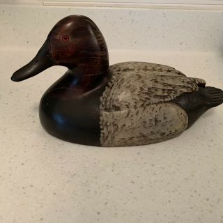 Vintage Leo Koppy Rare Wood Large Duck Decoy Hand Carved Signed