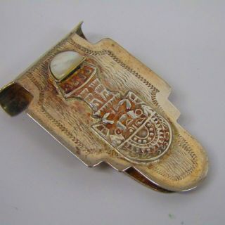 Vintage Sterling Silver 925 Peru Money Clip With Mother Of Pearl