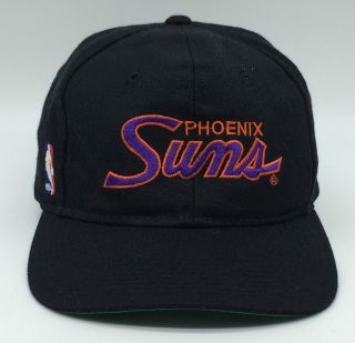 Vintage Phoenix Suns Sports Specialties Snapback Hat Nba Script Black Dome