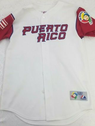 Bernie Williams Puerto Rico World Baseball Classic Wbc Majestic Jersey S/m Euc