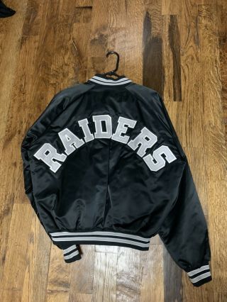 Vintage 80s Oakland Los Angeles Las Vegas Raiders Chalk Line Satin Nfl Jacket Xl