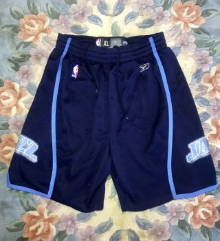 Vintage Reebok Stitched Nba Blue Utah Jazz Basketball Shorts Size Xl