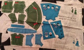3 Partial Cut And Sew Vintage Panels For 11 " - 12 " Fashion Doll 1960s