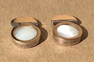 Vintage Earrings 18K Gold And Sterling Silver Mother Of Pearl 3