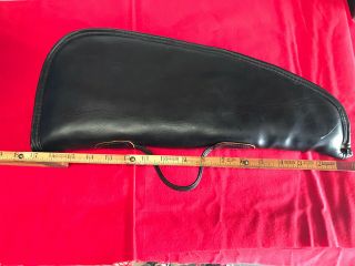 Vintage Black Leather Pistol Gun Case Wool Lined