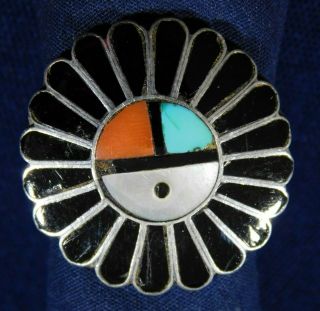 Zuni Sterling Silver Multi Stone Inlay Handmade Vintage Ring Size 9