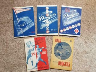 (5) Brooklyn Dodgers Ebbets Field Official Programs & Scorecards 1946 - 1953