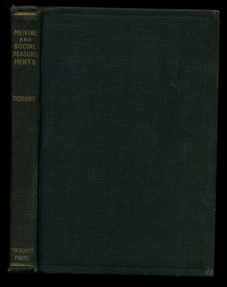 Edward L Thorndike / Introduction To The Theory Of Mental And Social 1st Ed 1904
