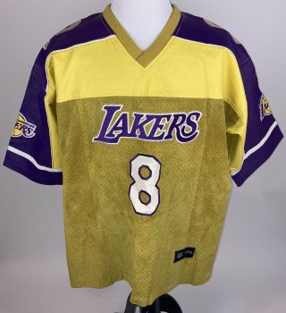 Vintage Los Angeles Lakers Kobe Bryant 8 Jeff Hamilton Leather T Shirt Jersey