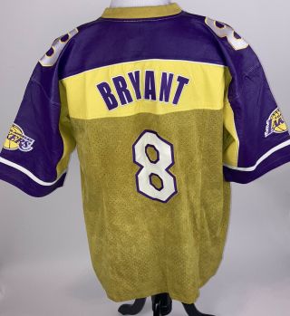 Vintage Los Angeles Lakers Kobe Bryant 8 Jeff Hamilton Leather T Shirt Jersey 2
