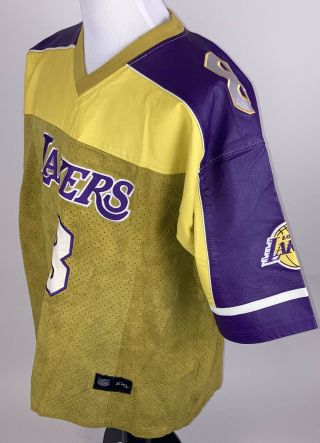 Vintage Los Angeles Lakers Kobe Bryant 8 Jeff Hamilton Leather T Shirt Jersey 3