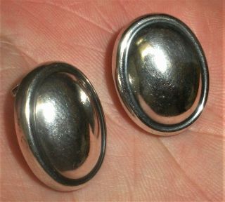 Vintage James Avery Designer Sterling Silver Half Domed Oval Earrings Heavy Vafo