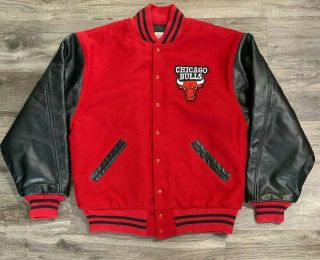 Vintage Chicago Bulls Nba Basketball Leather Letterman Varsity Jacket Mens Sz 46