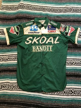 Vintage Skoal Bandit Racing Pit Crew Embroidered Button Down Shirt Size L Rare