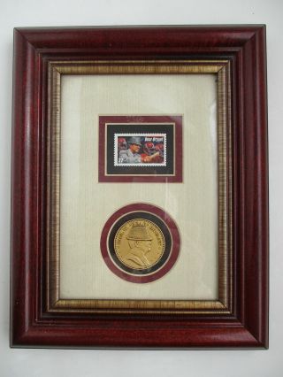 Vtg Alabama Crimson Tide Football Coach Paul Bear Bryant Stamp And Coin Framed