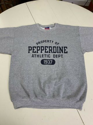 Vintage Champion Pepperdine University Crewneck Sweatshirt Gray Men’s Med Euc