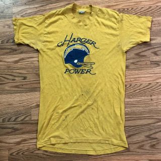 Vintage San Diego Chargers T - Shirt L Logo - 7 Football