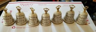 7 Vintage Christmas Currier & Ives Christmas Bells Gorham Fine China 1977 - 1983