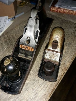 Vintage Stanley Bailey No.  5 Type 15 Corrugated Bottom Wood Plane & No.  110 Smooth