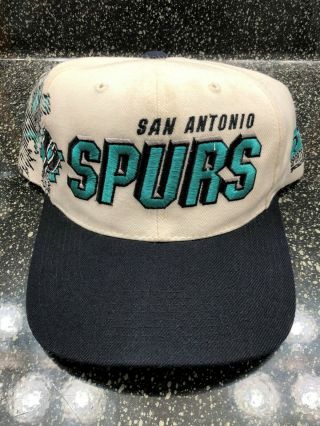 Vintage San Antonio Spurs Sports Specialties Snapback Hat Laser Nba Rare Teal