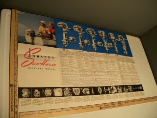 Vintage Johnson Sea Horse Outboard Motor 1942 Rare Litho Wall Poster Handy Chart