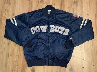 Vintage Starter Dallas Cowboys Satin Jacket Mens Medium Blue
