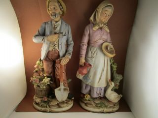 Vintage Old Man & Woman Farmer Peasant Porcelain 13 