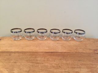 Mcm Dorothy Thorpe Style Silver Band Roly Poly Glasses Set Of 6 Vintage Barware
