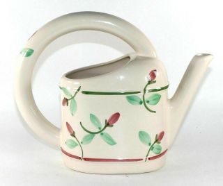 Porcelain Watering Can Hand - Painted Vintage Pottery Garden 12” Floral Pattern