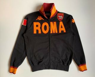 As Roma Italy Kappa Mens Jacket Football Soccer Size L Black & Orange