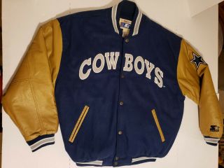Vtg Dallas Cowboys Varsity/letterman Wool/leather Jacket/coat Xl Nfl Starter