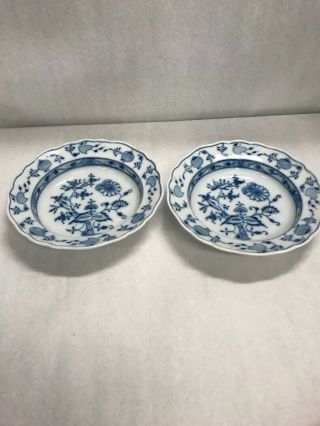 Vintage 2 Pc Blue Onion Porcelain Meissen Dish Plate Bowl Serving Germany