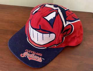 Cleveland Indians Big Logo Chief Wahoo The Game Snapback Hat Wool