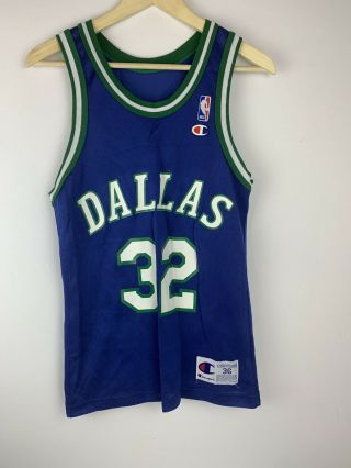 Vintage Jamal Mashburn Dallas Mavericks Champion Jersey Size 36