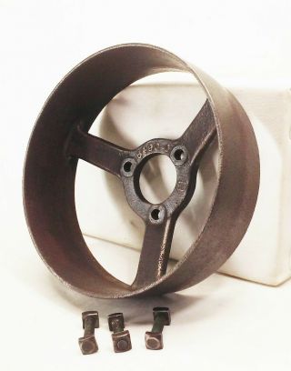 Vtg Antique Cast Iron 10 " X 3 3/16 " Flywheel Line Shaft Flat Belt Pulley