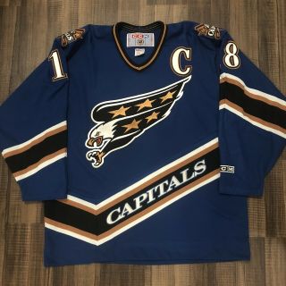 Ccm Washington Capitals Nhl Hockey Jersey Screaming Eagle Vintage 90s Blue Xl