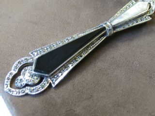 VTG STERLING SILVER ONYX MOP MARCASITES DECO STYLE 4 